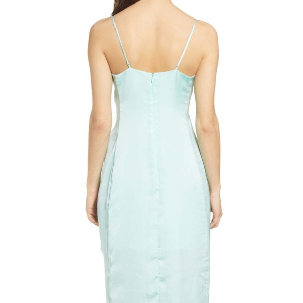 NWT Leith Ruched Detail Satin Slipdress Teal Fair - Picture 2 of 2